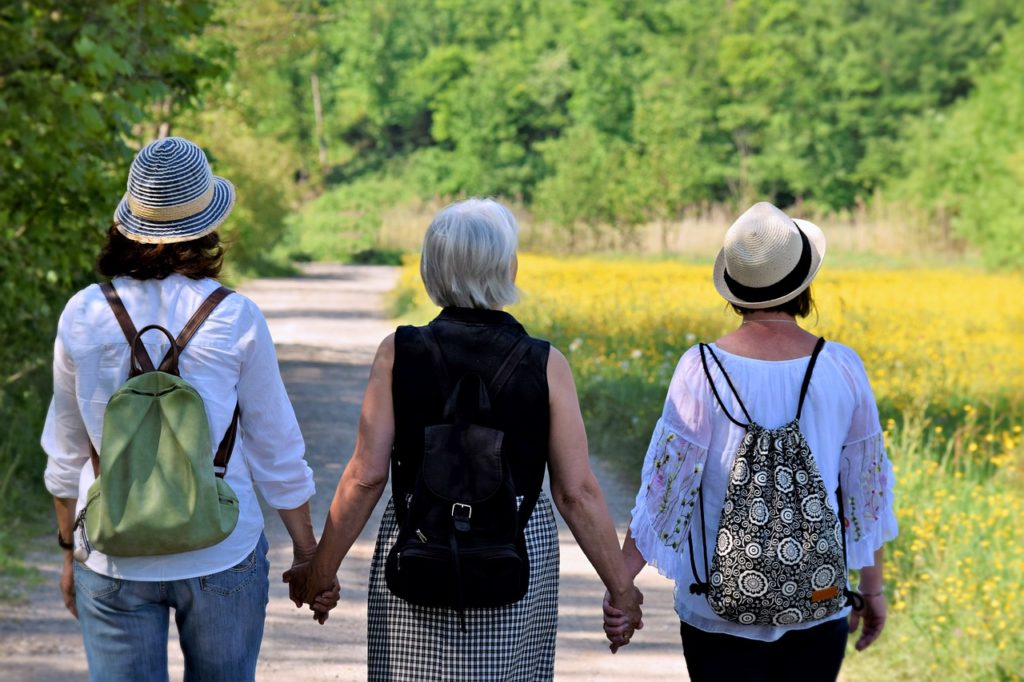 Community of women walking together